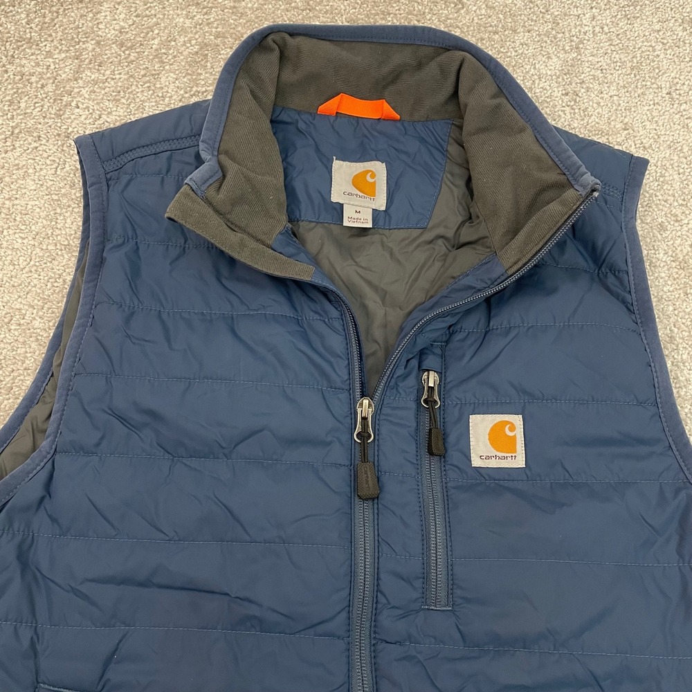 Carhartt Vest Mens Medium Gilliam Blue Quilted Insulated Puffer Rugged Winter